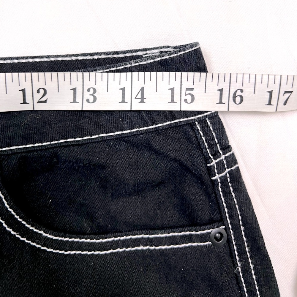 NWT NEW Hot Topic Black Wide leg Jeans Stars Y2K Patches Junior 11 L - Picture 4 of 8